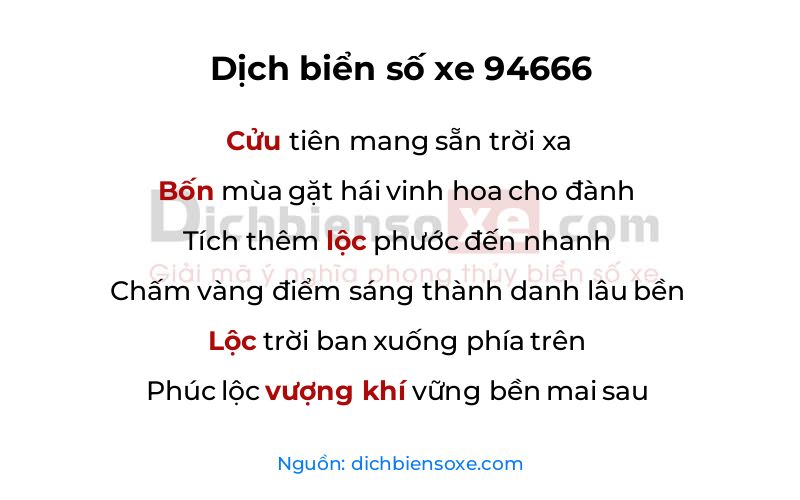 Dịch thơ biển số 94666