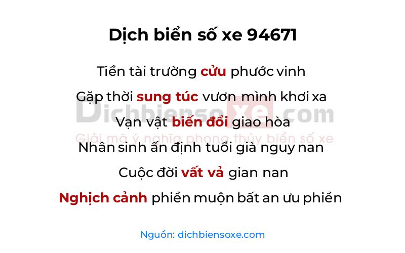 Dịch thơ biển số 94671