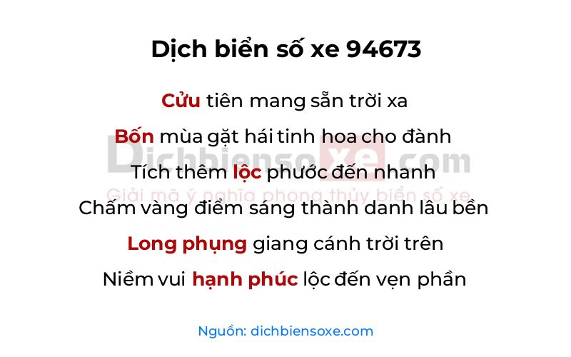 Dịch thơ biển số 94673