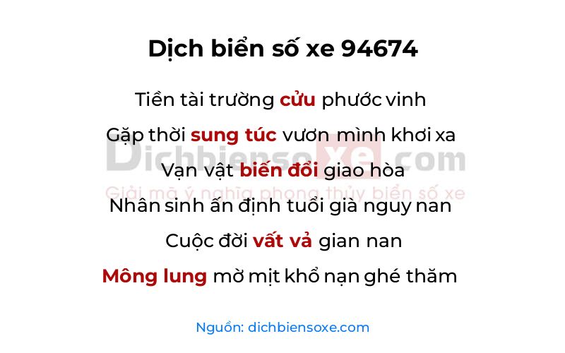 Dịch thơ biển số 94674