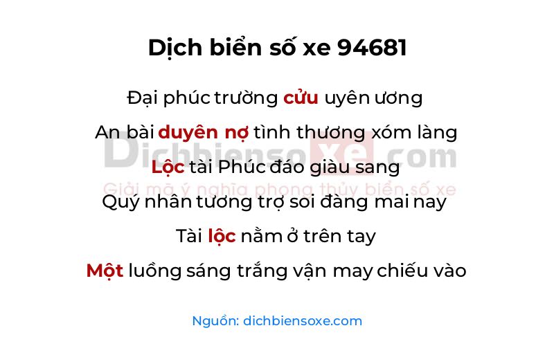Dịch thơ biển số 94681