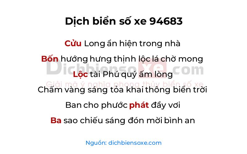 Dịch thơ biển số 94683