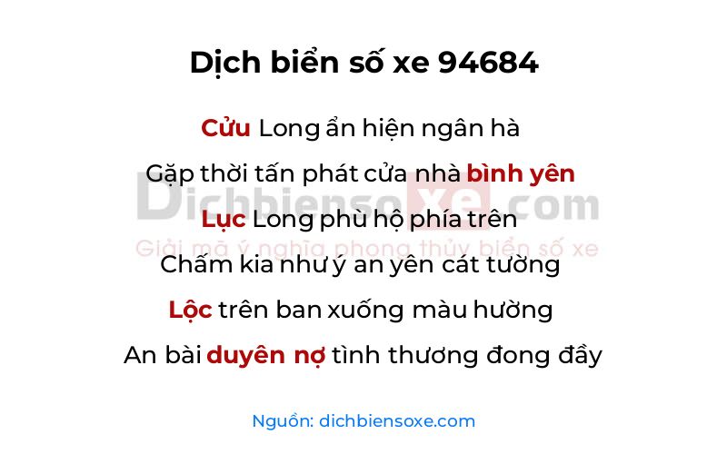 Dịch thơ biển số 94684