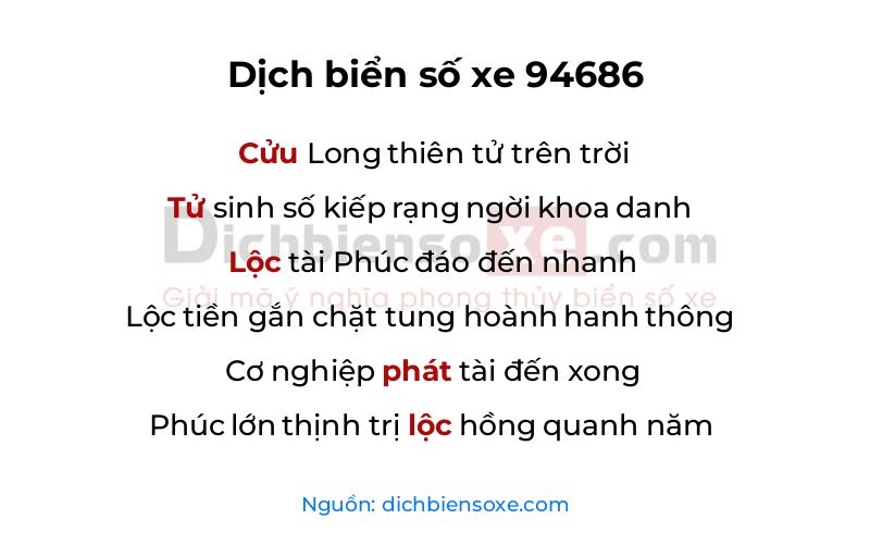 Dịch thơ biển số 94686