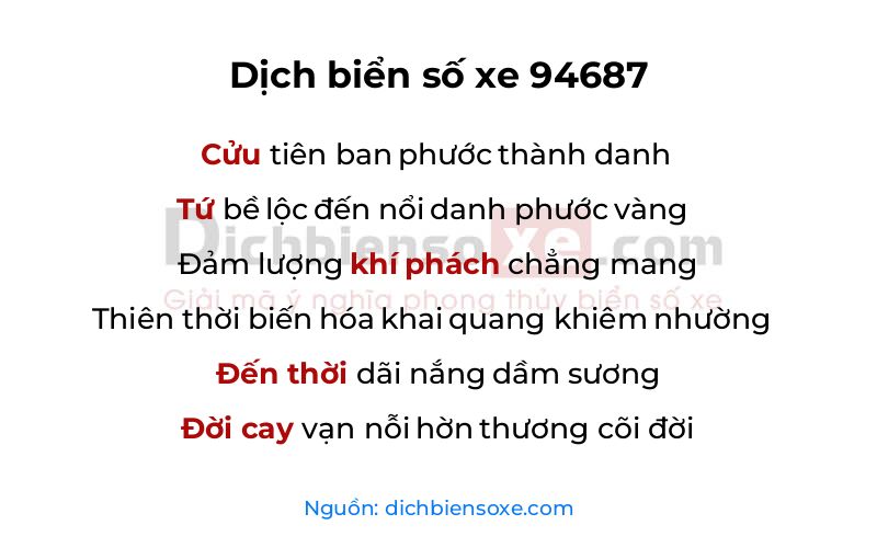Dịch thơ biển số 94687