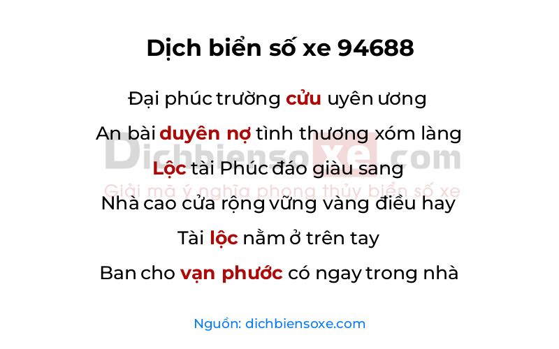 Dịch thơ biển số 94688