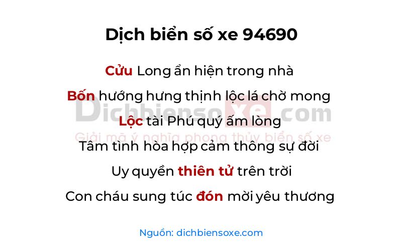 Dịch thơ biển số 94690