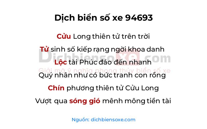 Dịch thơ biển số 94693
