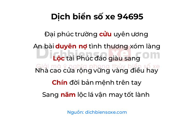 Dịch thơ biển số 94695