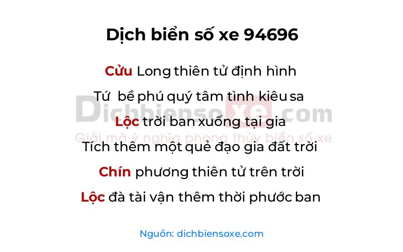 Dịch thơ biển số 94696
