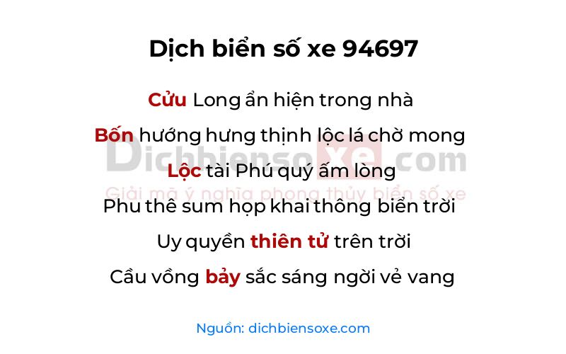 Dịch thơ biển số 94697