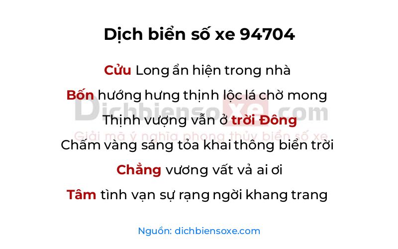 Dịch thơ biển số 94704