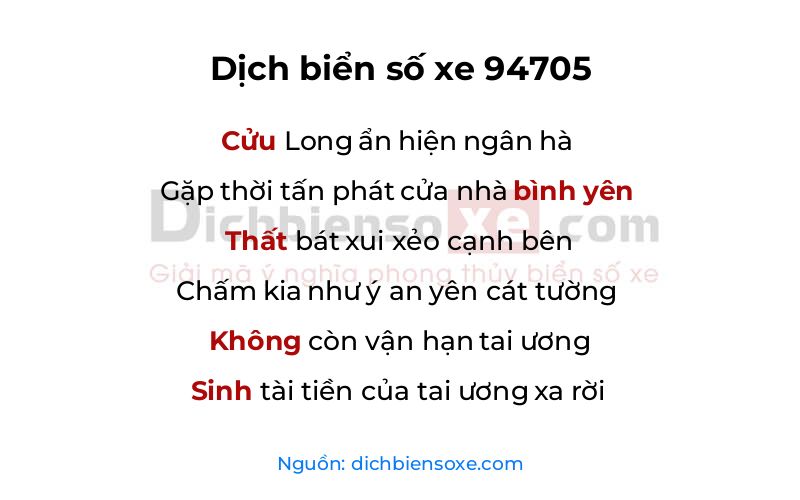 Dịch thơ biển số 94705
