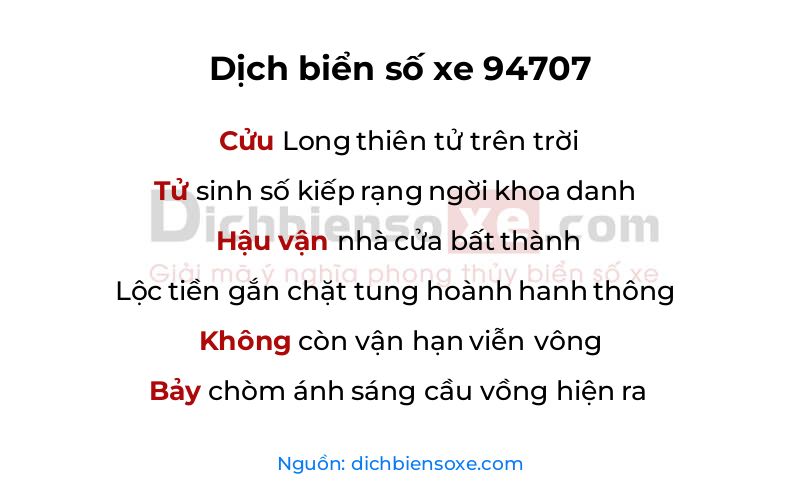 Dịch thơ biển số 94707