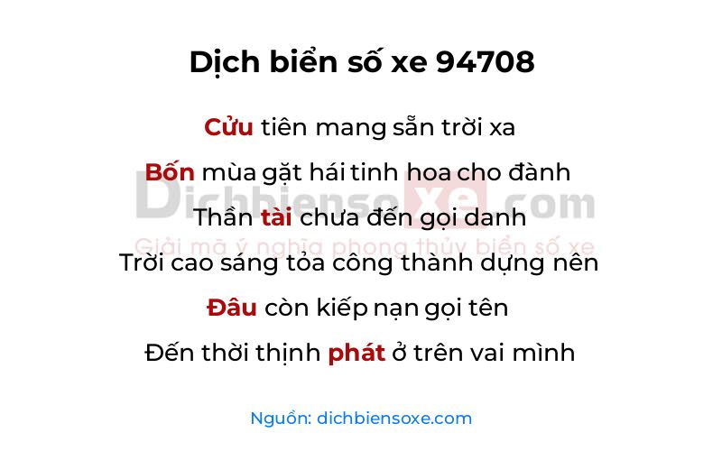 Dịch thơ biển số 94708