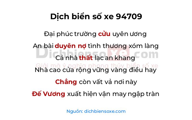 Dịch thơ biển số 94709