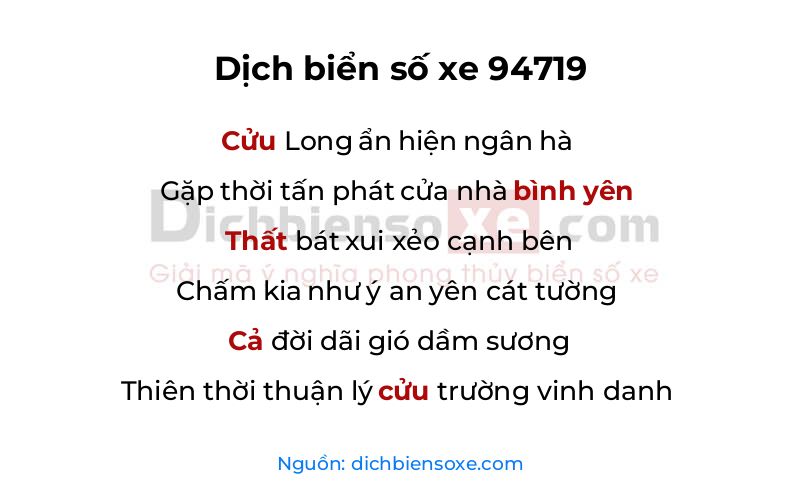 Dịch thơ biển số 94719