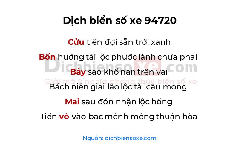 Dịch thơ biển số 94720