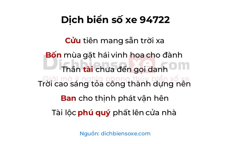Dịch thơ biển số 94722