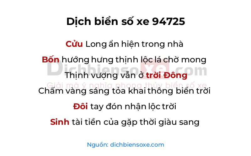 Dịch thơ biển số 94725