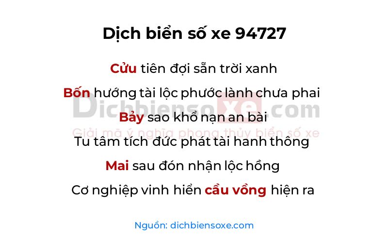 Dịch thơ biển số 94727