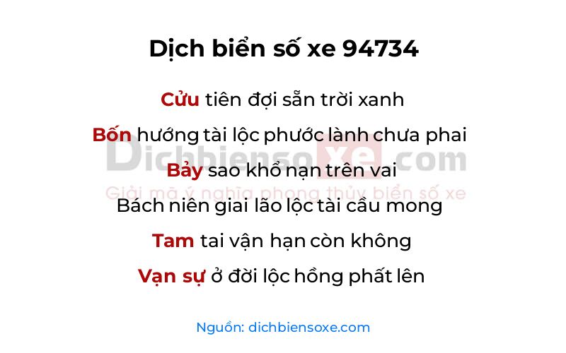 Dịch thơ biển số 94734
