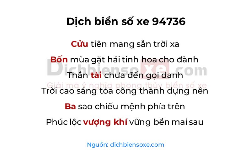 Dịch thơ biển số 94736