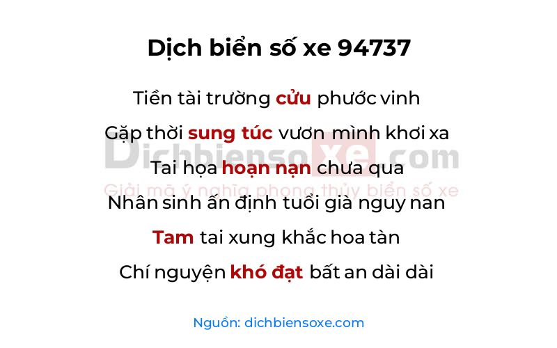 Dịch thơ biển số 94737