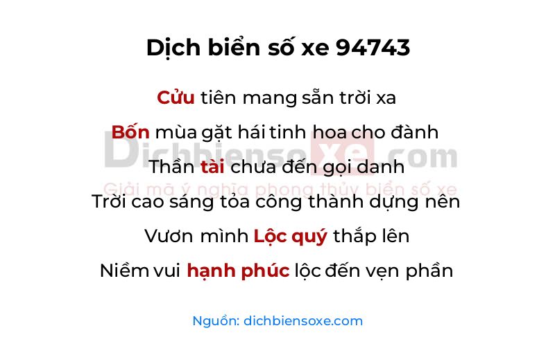 Dịch thơ biển số 94743