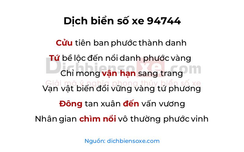 Dịch thơ biển số 94744