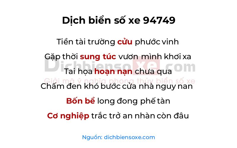 Dịch thơ biển số 94749