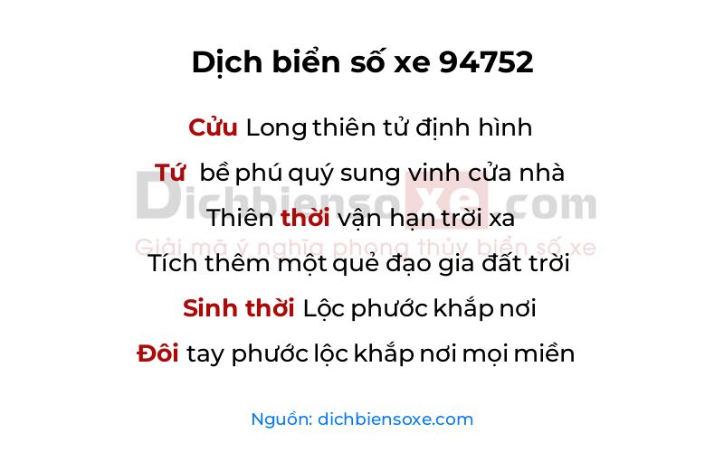 Dịch thơ biển số 94752