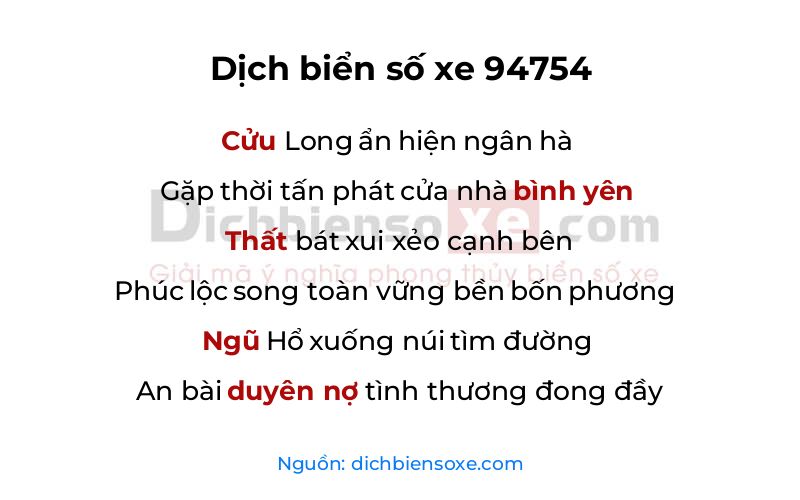 Dịch thơ biển số 94754