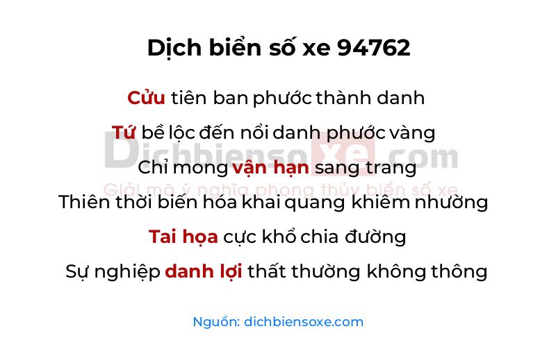Dịch thơ biển số 94762
