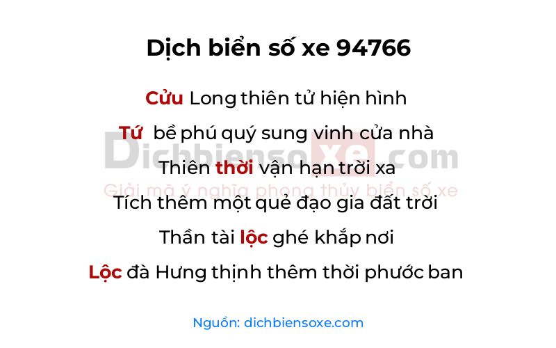 Dịch thơ biển số 94766