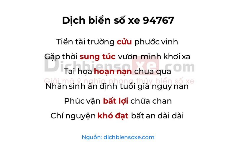Dịch thơ biển số 94767