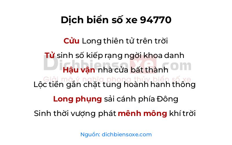 Dịch thơ biển số 94770