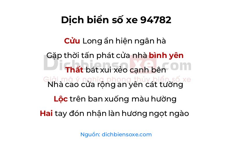 Dịch thơ biển số 94782