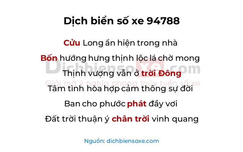 Dịch thơ biển số 94788