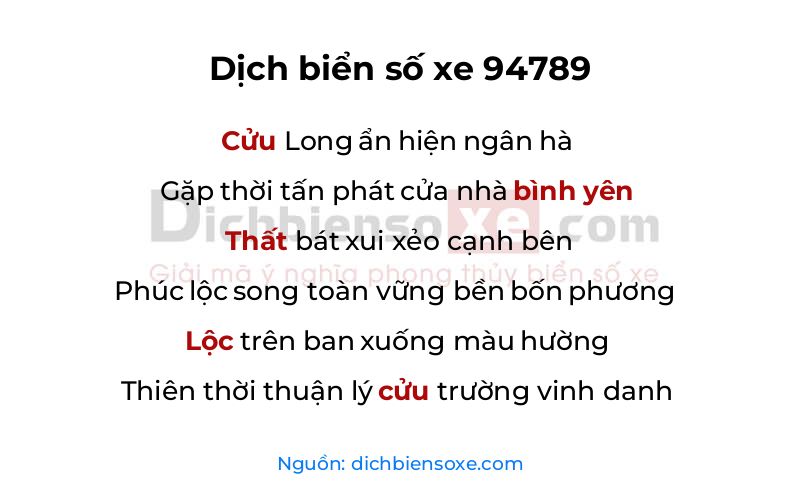 Dịch thơ biển số 94789