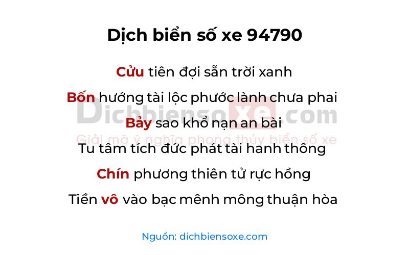Dịch thơ biển số 94790