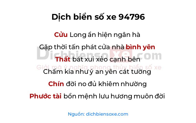 Dịch thơ biển số 94796