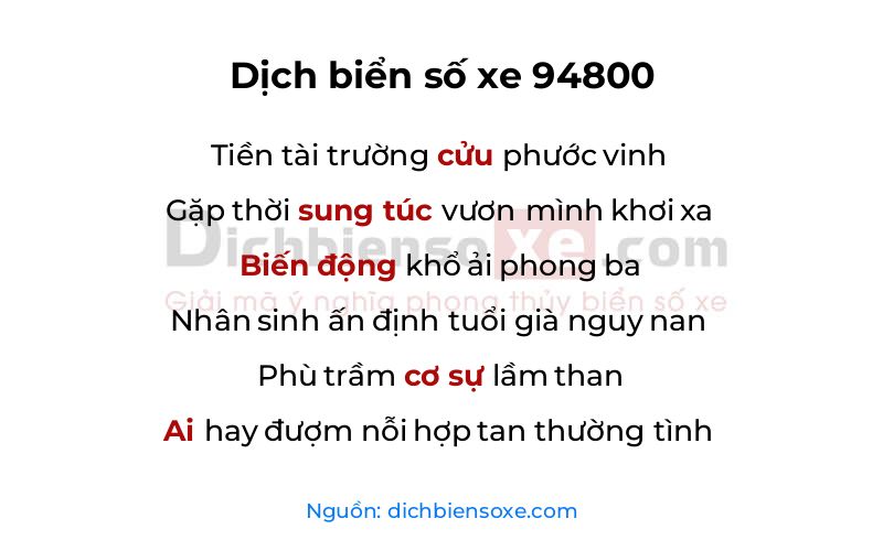 Dịch thơ biển số 94800