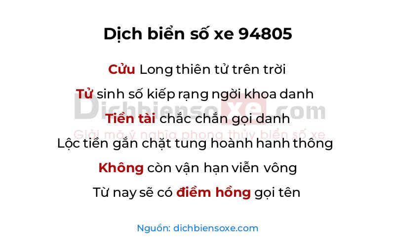 Dịch thơ biển số 94805