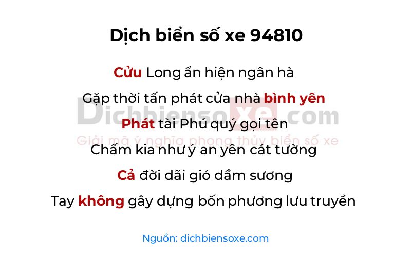 Dịch thơ biển số 94810