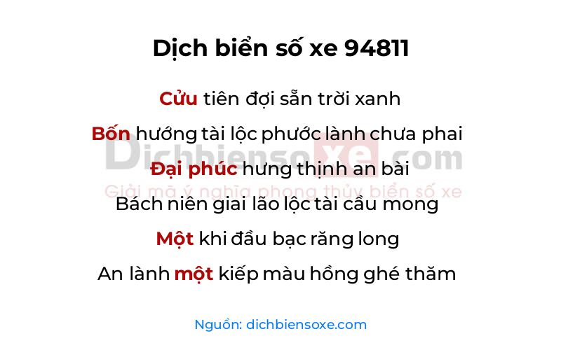 Dịch thơ biển số 94811