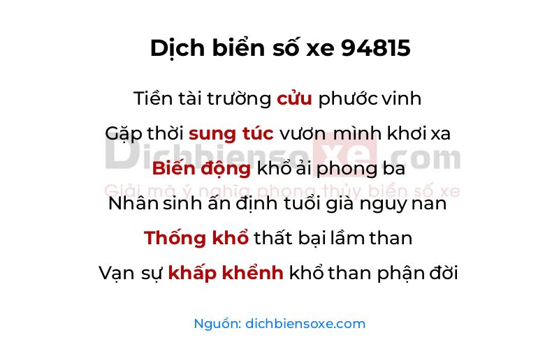 Dịch thơ biển số 94815