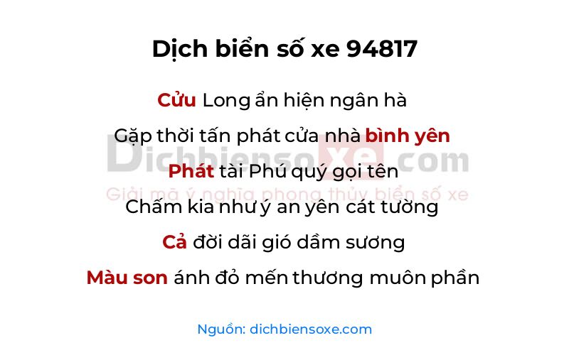 Dịch thơ biển số 94817