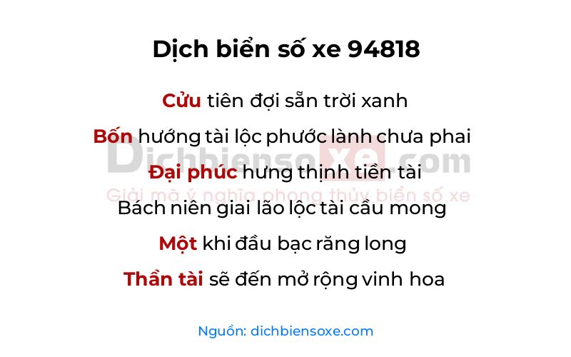 Dịch thơ biển số 94818