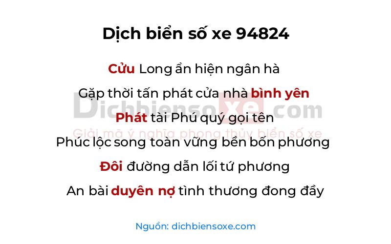 Dịch thơ biển số 94824